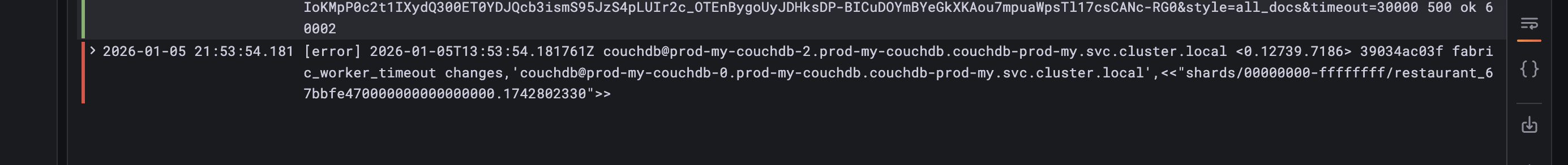 CouchDB Fabric Worker Logs